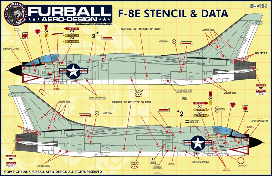 1/48 F-8 十字军战士战斗机机体警示标记