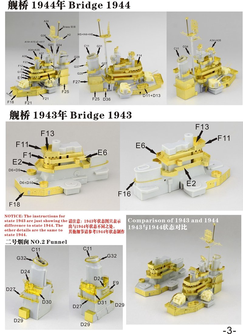 1/700 二战美国海军 CA-68 巴尔的摩号重巡洋舰1943-44年型升级改造套件(配小号手05724/05725)