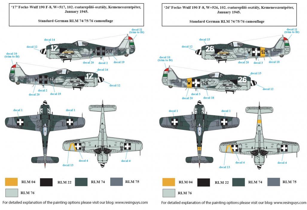 1/48 Fw190F-8 福克武尔夫战斗机"匈牙利服役战术标记"