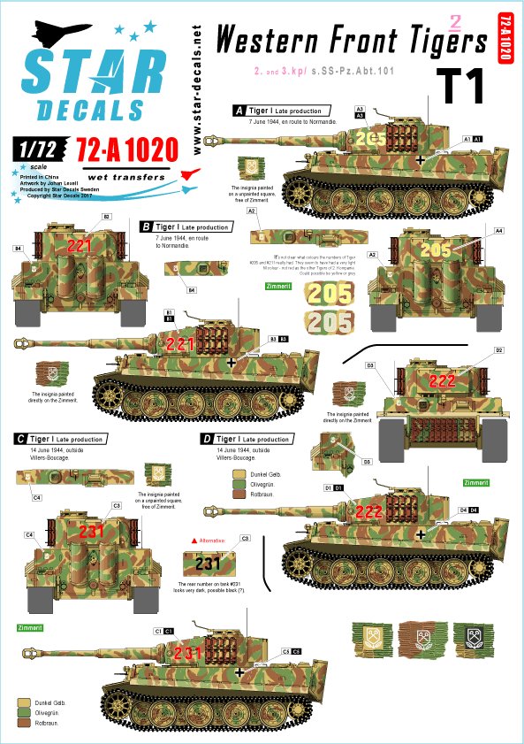 1/72 二战德国虎I重型坦克"第101重装甲营, 第2/3连"