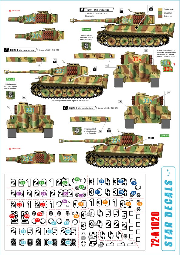 1/72 二战德国虎I重型坦克"第101重装甲营, 第2/3连"